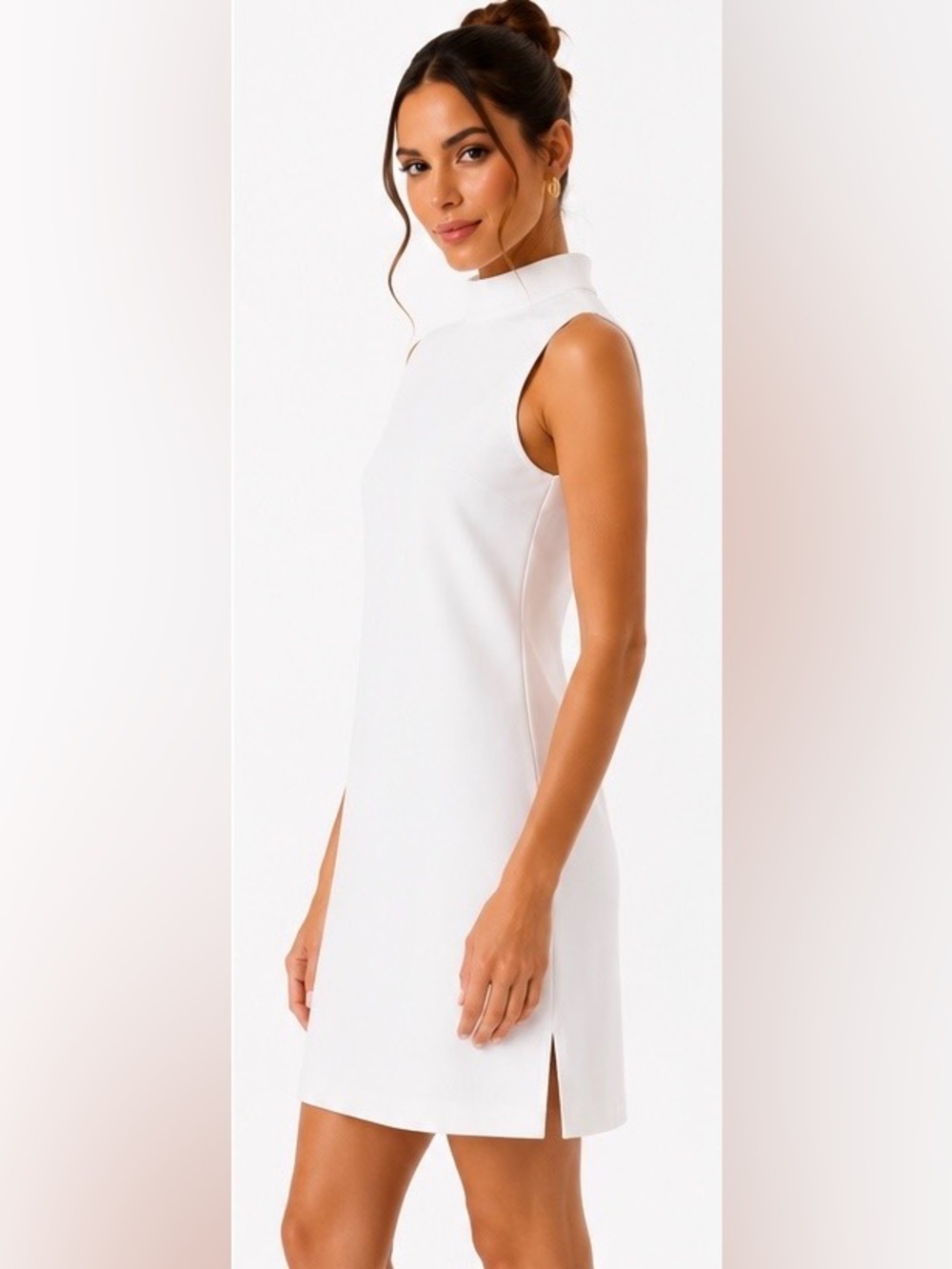 ✨ NWT Alice + Olivia White Mock Neck Shift Dress | Size 6 | Classic Minimalist 🤍